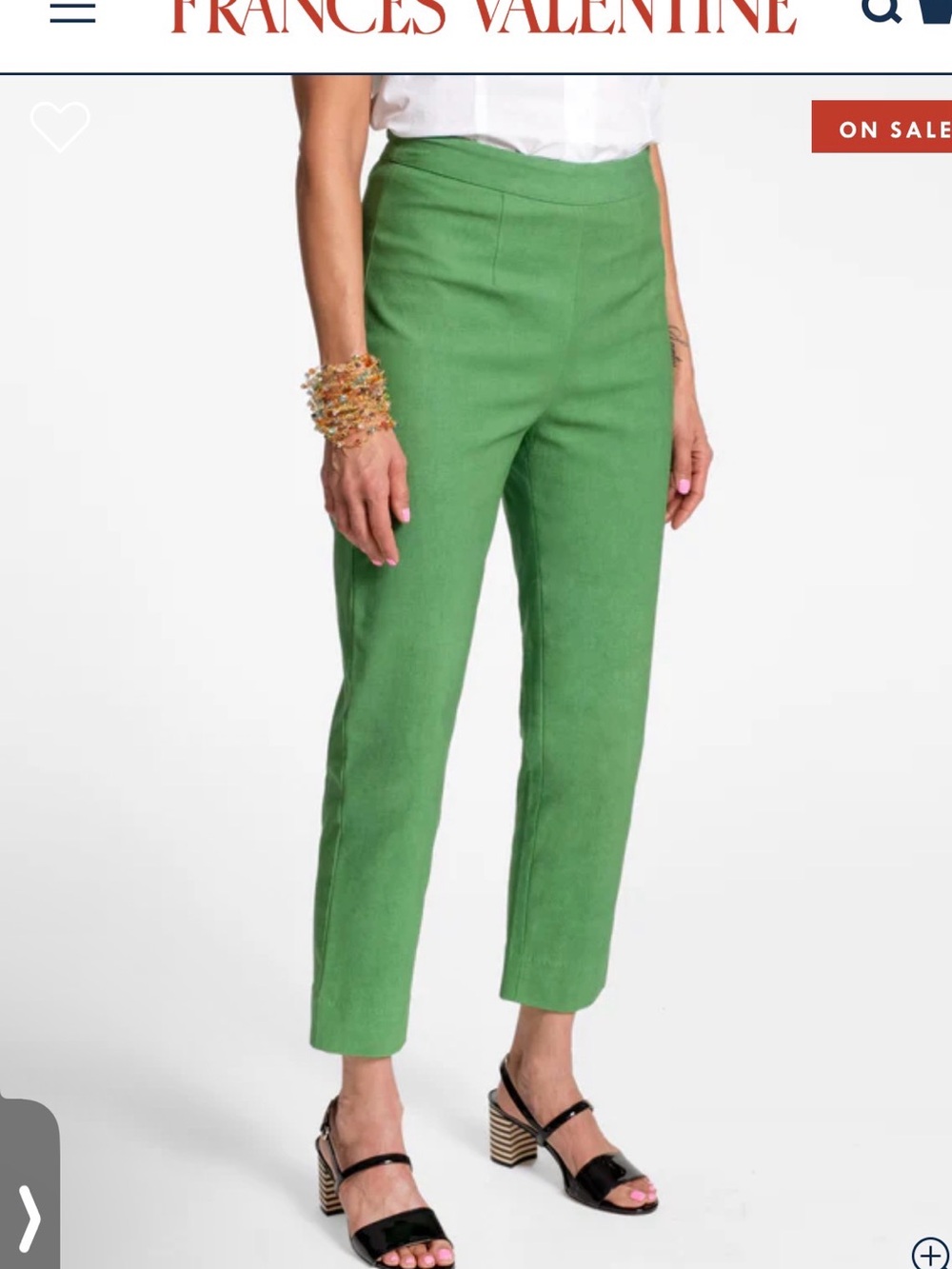 Frances Valentine Bright Green Cropped Slim Ankle Pants